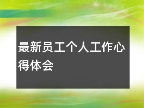 最新员工个人工作心得体会