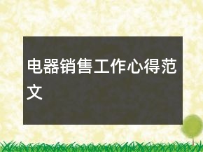 电器销售工作心得范文