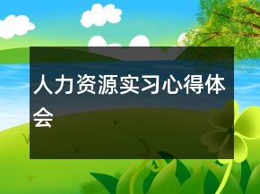 人力资源实习心得体会
