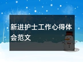新进护士工作心得体会范文