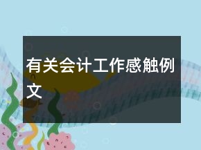 有关会计工作感触例文