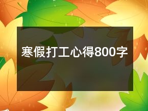 寒假打工心得800字