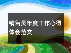 销售员年度工作心得体会范文