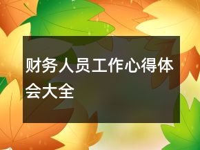 财务人员工作心得体会大全