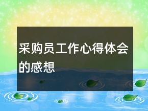 采购员工作心得体会的感想