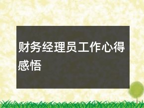 财务经理员工作心得感悟