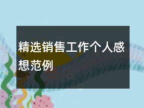 精选销售工作个人感想范例