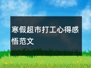 寒假超市打工心得感悟范文