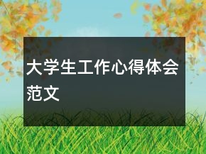 大学生工作心得体会范文