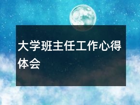 大学班主任工作心得体会