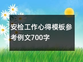 安检工作心得模板参考例文700字