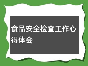 食品安全检查工作心得体会