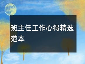 班主任工作心得精选范本