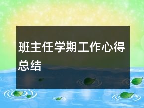 班主任学期工作心得总结