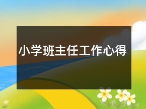 小学班主任工作心得