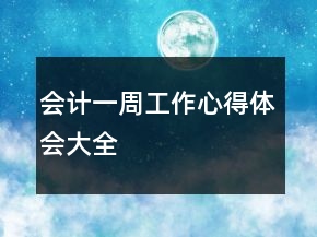 会计一周工作心得体会大全