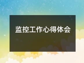 监控工作心得体会