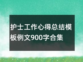 护士工作心得总结模板例文900字合集