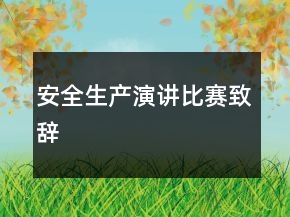 安全生产演讲比赛致辞