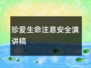 珍爱生命注意安全演讲稿
