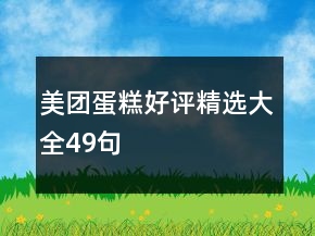 美团蛋糕好评精选大全49句
