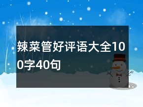 辣菜管好评语大全100字40句