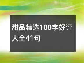 甜品精选100字好评大全41句