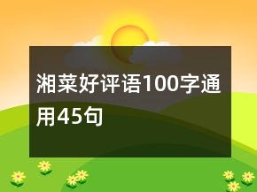 湘菜好评语100字通用45句