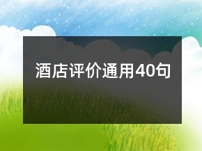 酒店评价通用40句