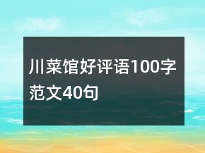 川菜馆好评语100字范文40句