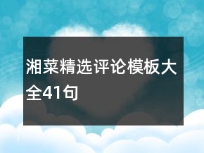 湘菜精选评论模板大全41句