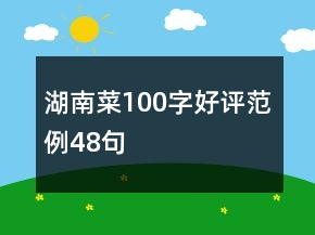 湖南菜100字好评范例48句