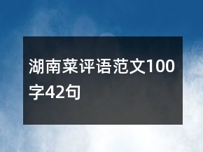 湖南菜评语范文100字42句