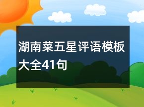 湖南菜五星评语模板大全41句