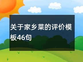 关于家乡菜的评价模板46句