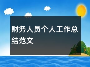 财务人员个人工作总结范文