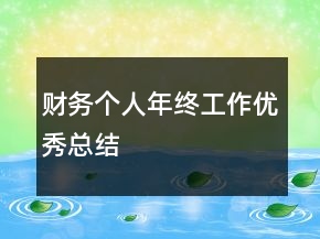 财务个人年终工作优秀总结