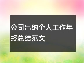 公司出纳个人工作年终总结范文