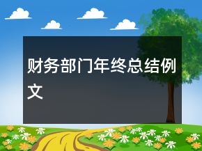 财务部门年终总结例文