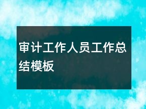 审计工作人员工作总结模板