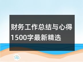 财务工作总结与心得1500字最新精选