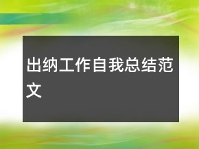 出纳工作自我总结范文