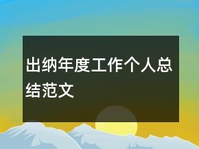 出纳年度工作个人总结范文