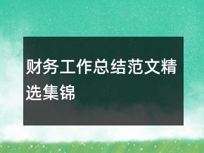 财务工作总结范文精选集锦