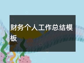 财务个人工作总结模板
