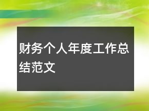 财务个人年度工作总结范文