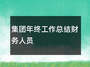 集团年终工作总结财务人员