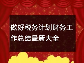 做好税务计划财务工作总结最新大全