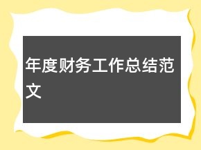 年度财务工作总结范文