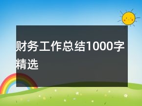 财务工作总结1000字精选